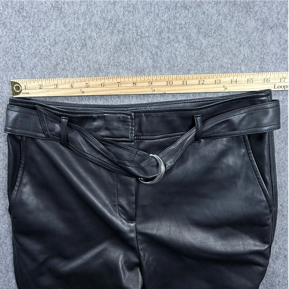 Loft Brown Faux Leather Straight Leg Pants 10 High Rise Minimalist Streetwear